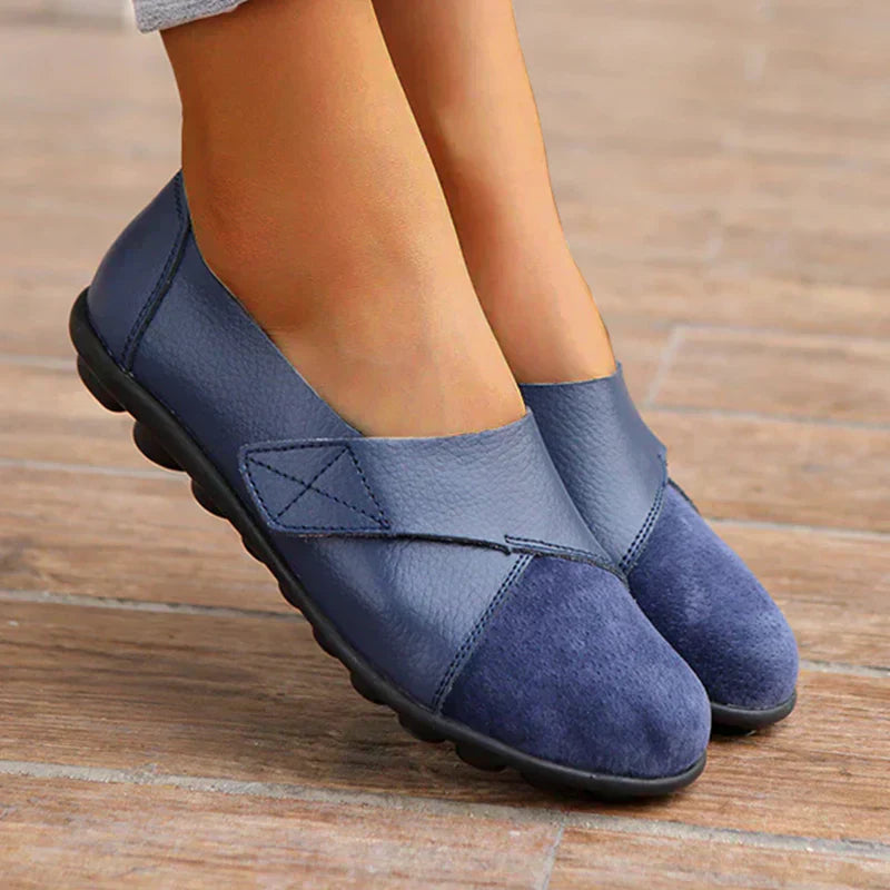 Scarpe da Donna in Pelle con Punta Larga e Suola Ammortizzata