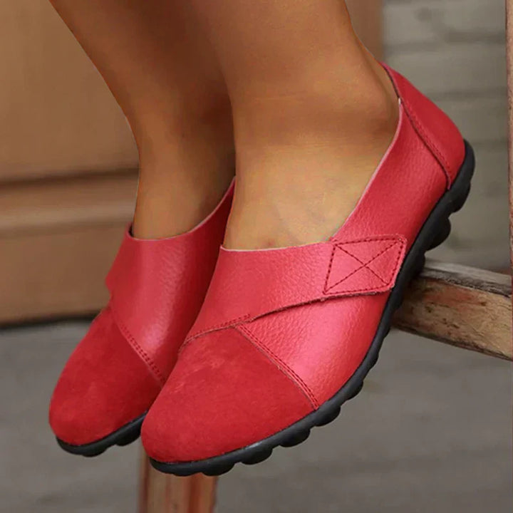 Scarpe da Donna in Pelle con Punta Larga e Suola Ammortizzata