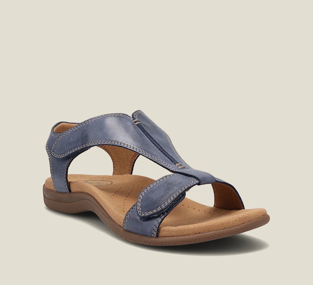 Sandali da Donna in Pelle con Cinturino a T e Plantare in Memory Foam