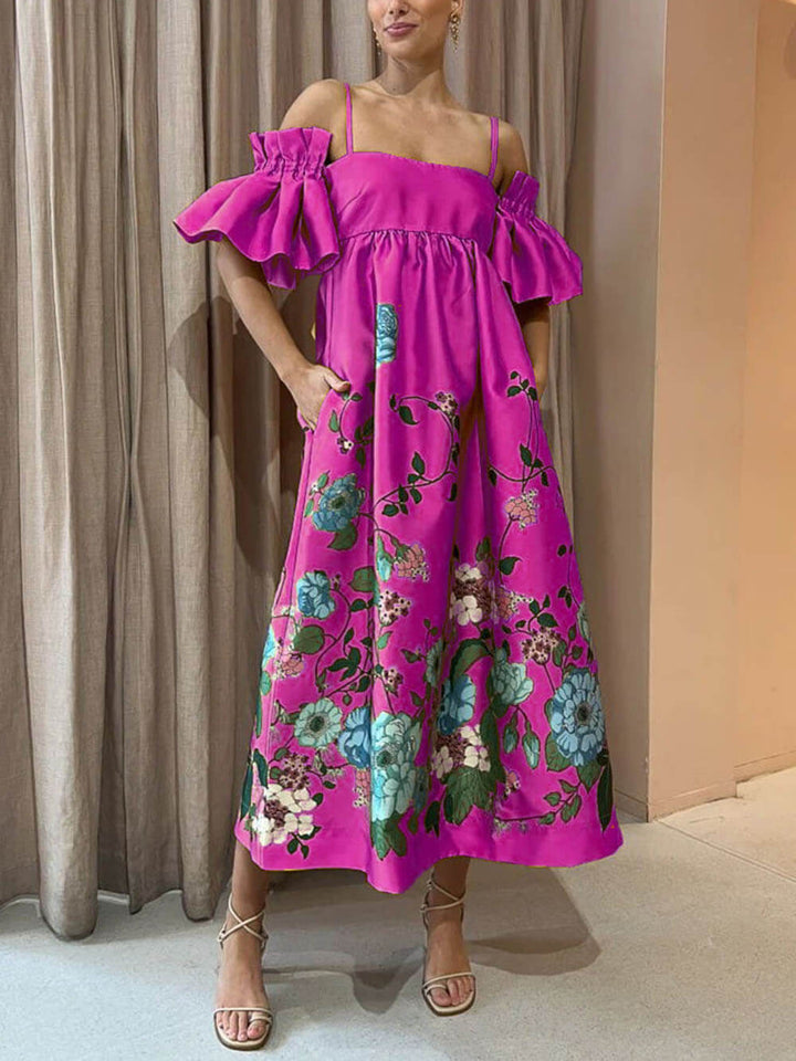 Camilla - Abito con maniche a fiori di tagete