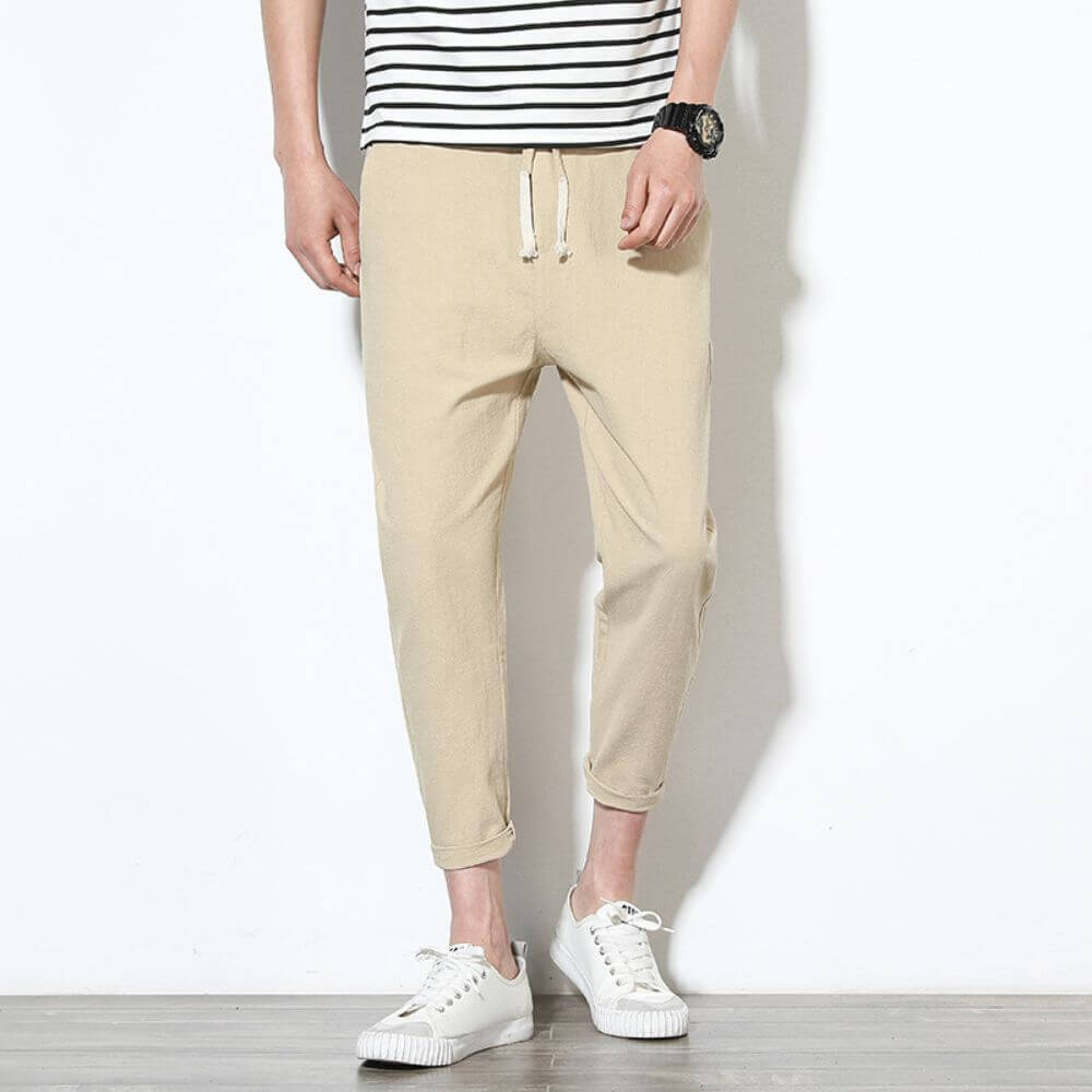 Paolo - Pantaloni in Cotone Confortevoli e Leggeri - Beige