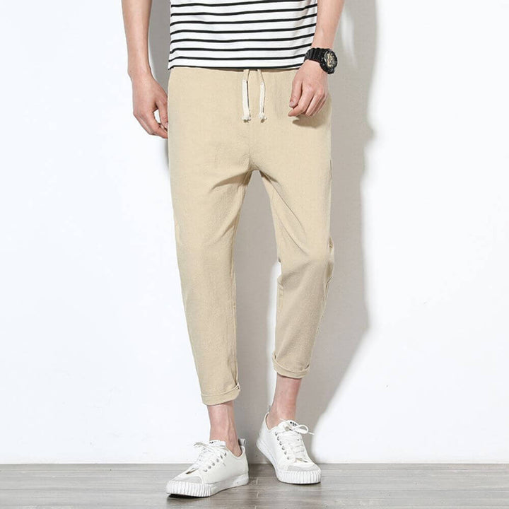 Paolo - Pantaloni in Cotone Confortevoli e Leggeri - Beige