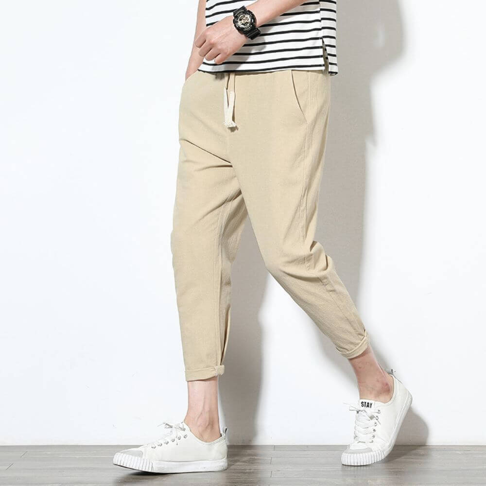 Paolo - Pantaloni in Cotone Confortevoli e Leggeri - Beige