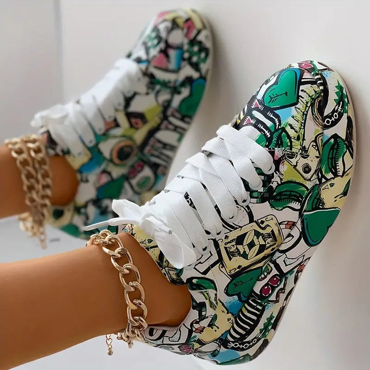 Sneakers da Donna con Stampa Graffiti e Suola Ammortizzata