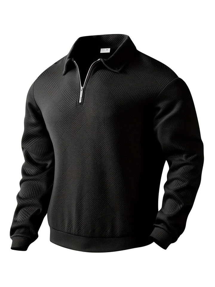 Maglione da Uomo in Misto Lana con Zip e Motivo Geometrico