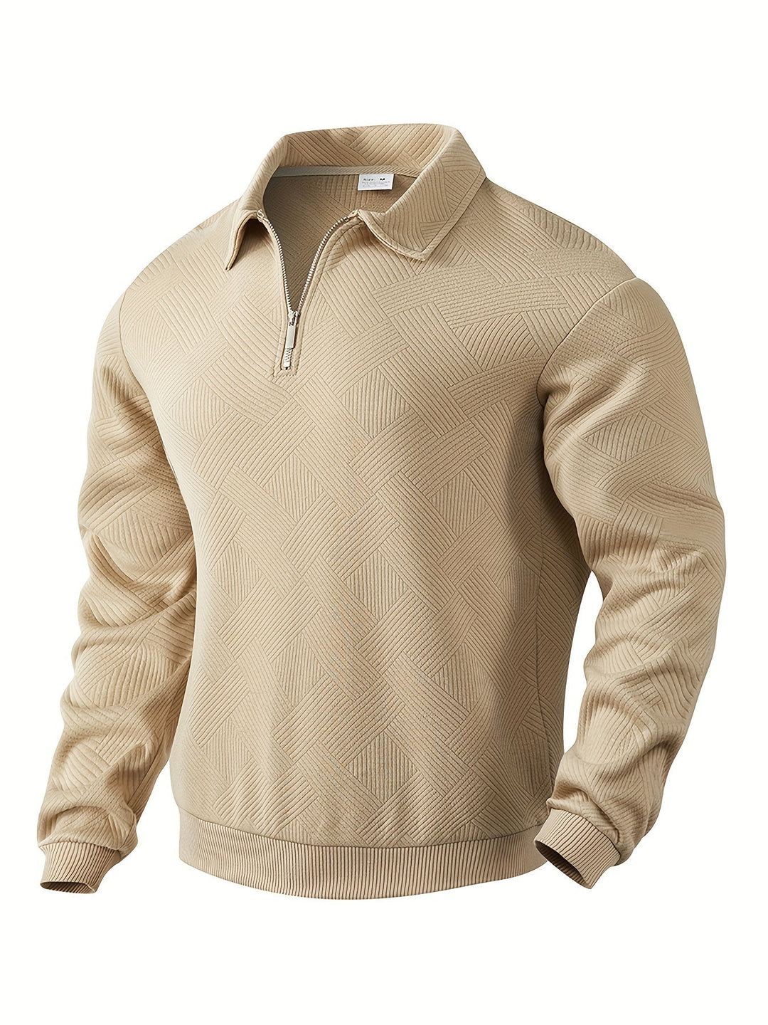 Maglione da Uomo in Misto Lana con Zip e Motivo Geometrico