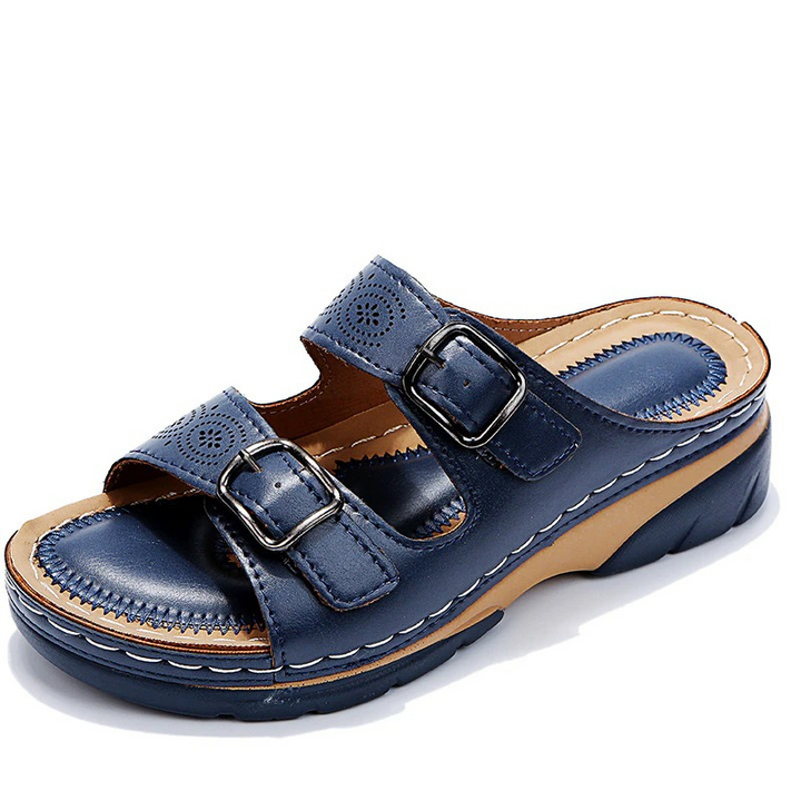 Joliano Sandali in Pelle da Donna — Soletta Imbottita e Fascette Regolabili, Azzurro