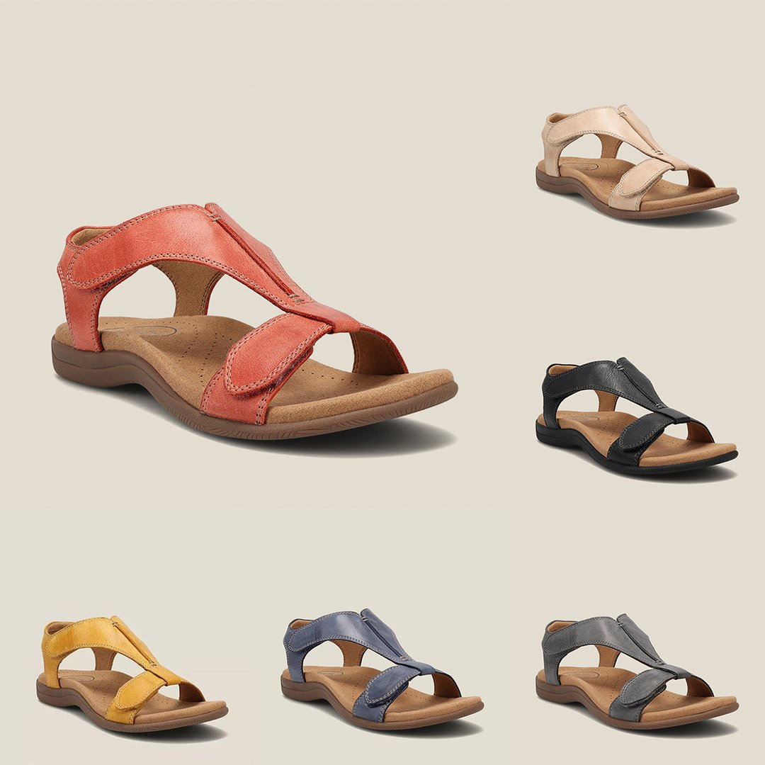 Sandali da Donna in Pelle con Cinturino a T e Plantare in Memory Foam