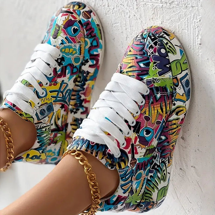 Sneakers da Donna con Stampa Graffiti e Suola Ammortizzata