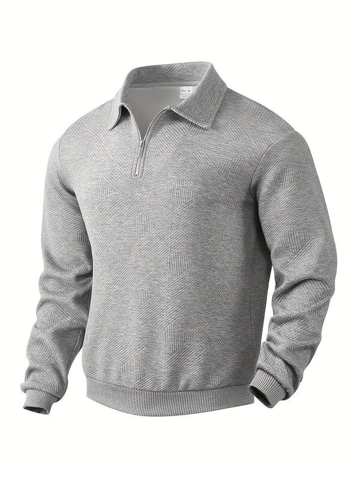 Maglione da Uomo in Misto Lana con Zip e Motivo Geometrico