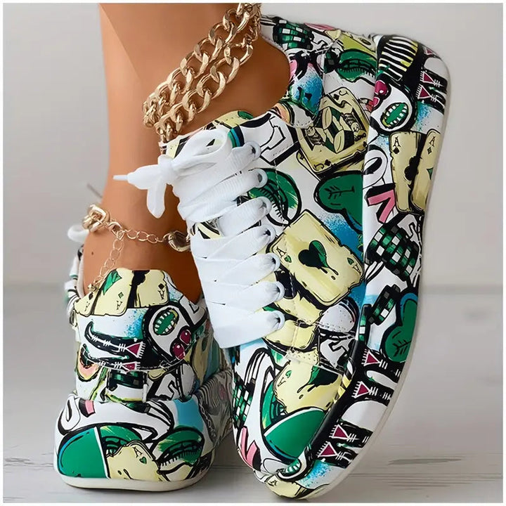 Sneakers da Donna con Stampa Graffiti e Suola Ammortizzata