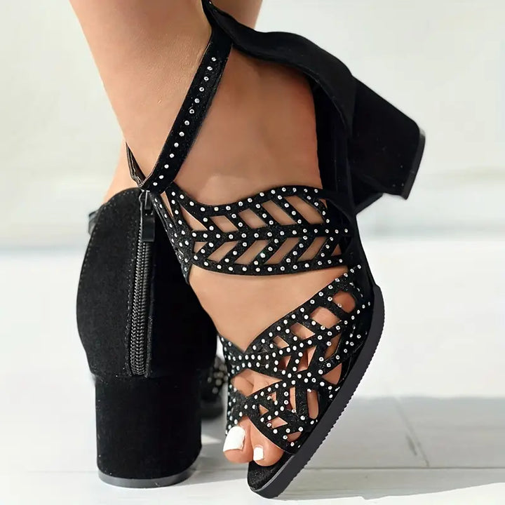 Sandali da Donna con Tacco Basso e Fascia Incrociata