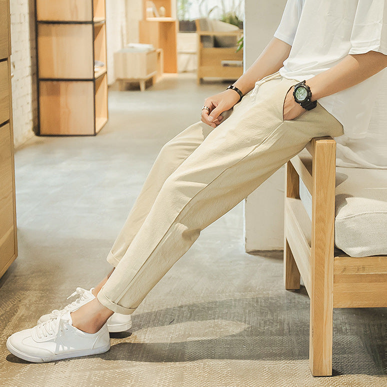 Paolo - Pantaloni in Cotone Confortevoli e Leggeri - Beige