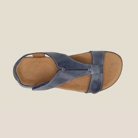 Sandali da Donna in Pelle con Cinturino a T e Plantare in Memory Foam