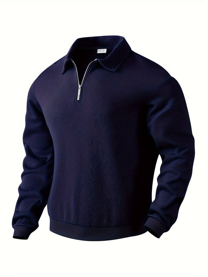 Maglione da Uomo in Misto Lana con Zip e Motivo Geometrico