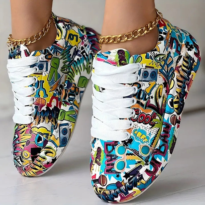 Sneakers da Donna con Stampa Graffiti e Suola Ammortizzata