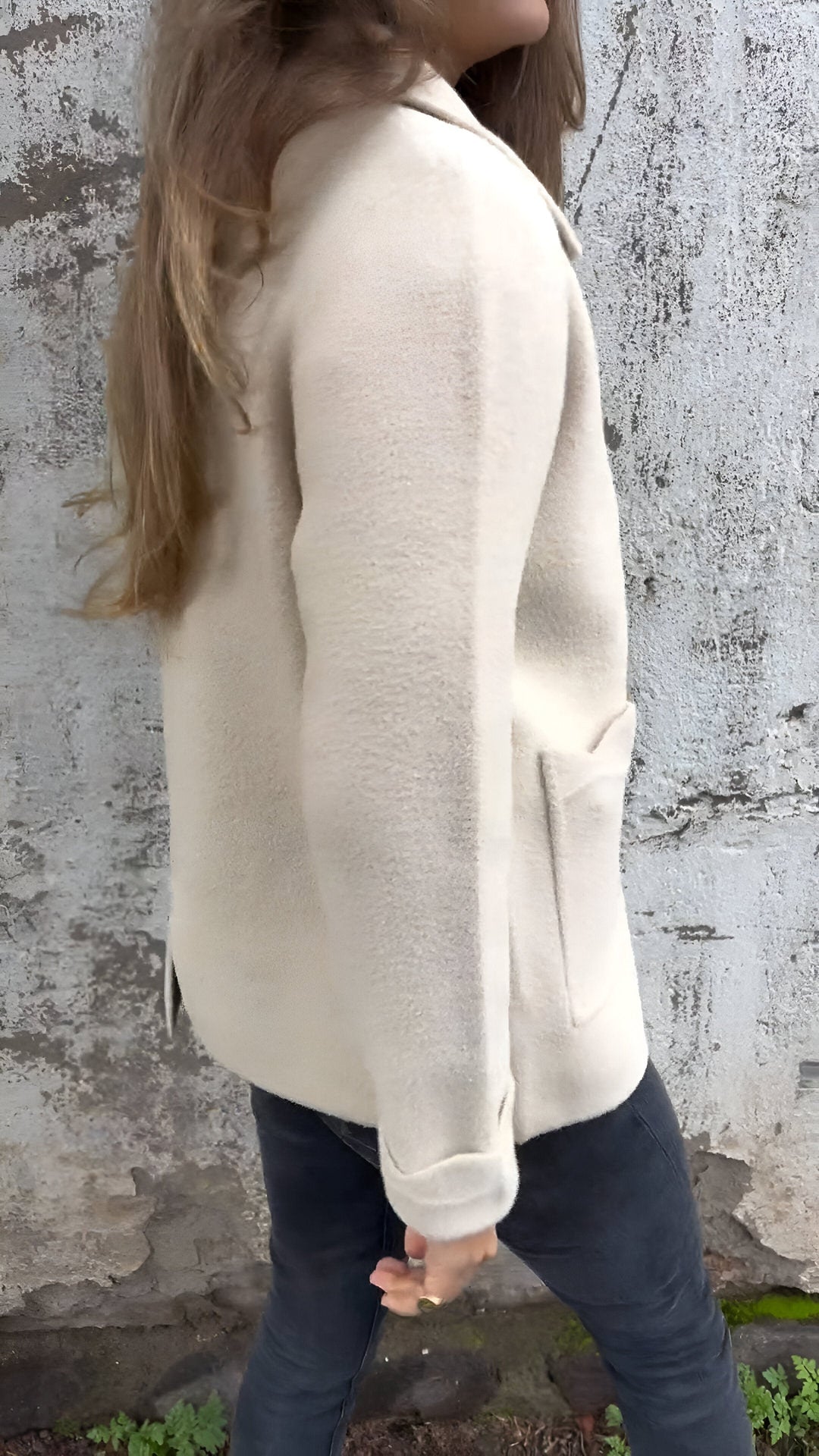 Anna - Giacca in pelle scamosciata con colletto a revers e zip