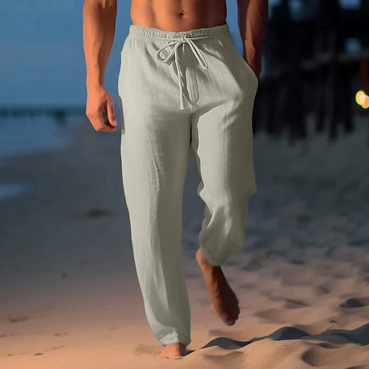 Pantaloni da Uomo in Lino con Vestibilità Comoda