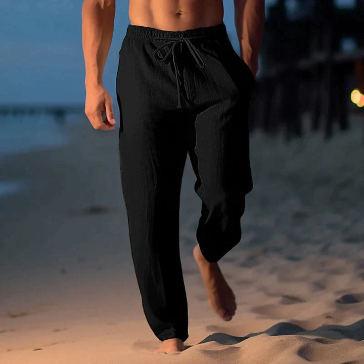 Pantaloni da Uomo in Lino con Vestibilità Comoda