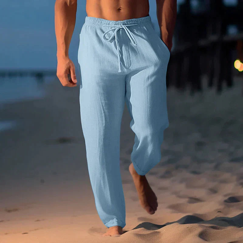 Pantaloni da Uomo in Lino con Vestibilità Comoda
