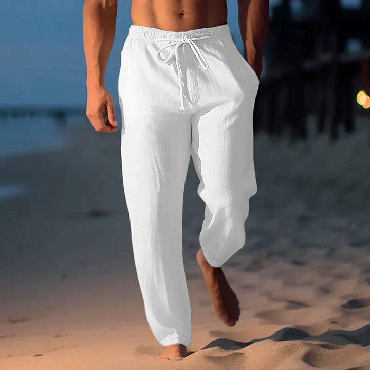 Pantaloni da Uomo in Lino con Vestibilità Comoda