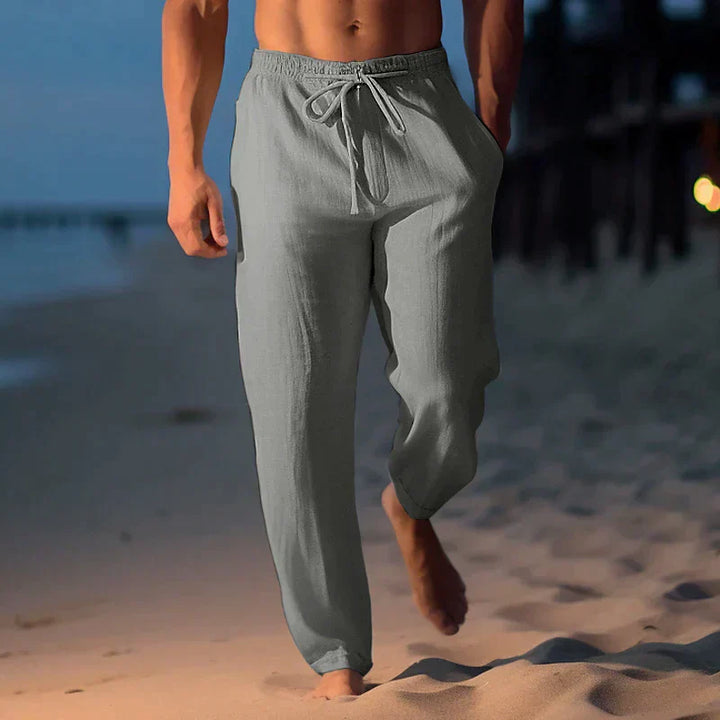 Pantaloni da Uomo in Lino con Vestibilità Comoda