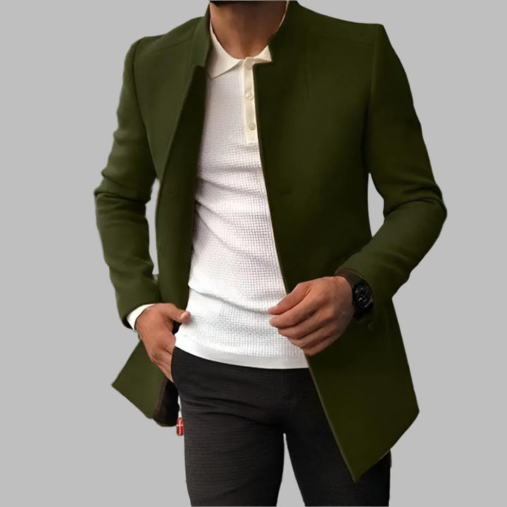Cappotto Lungo da Uomo in Lana con Colletto a Rever