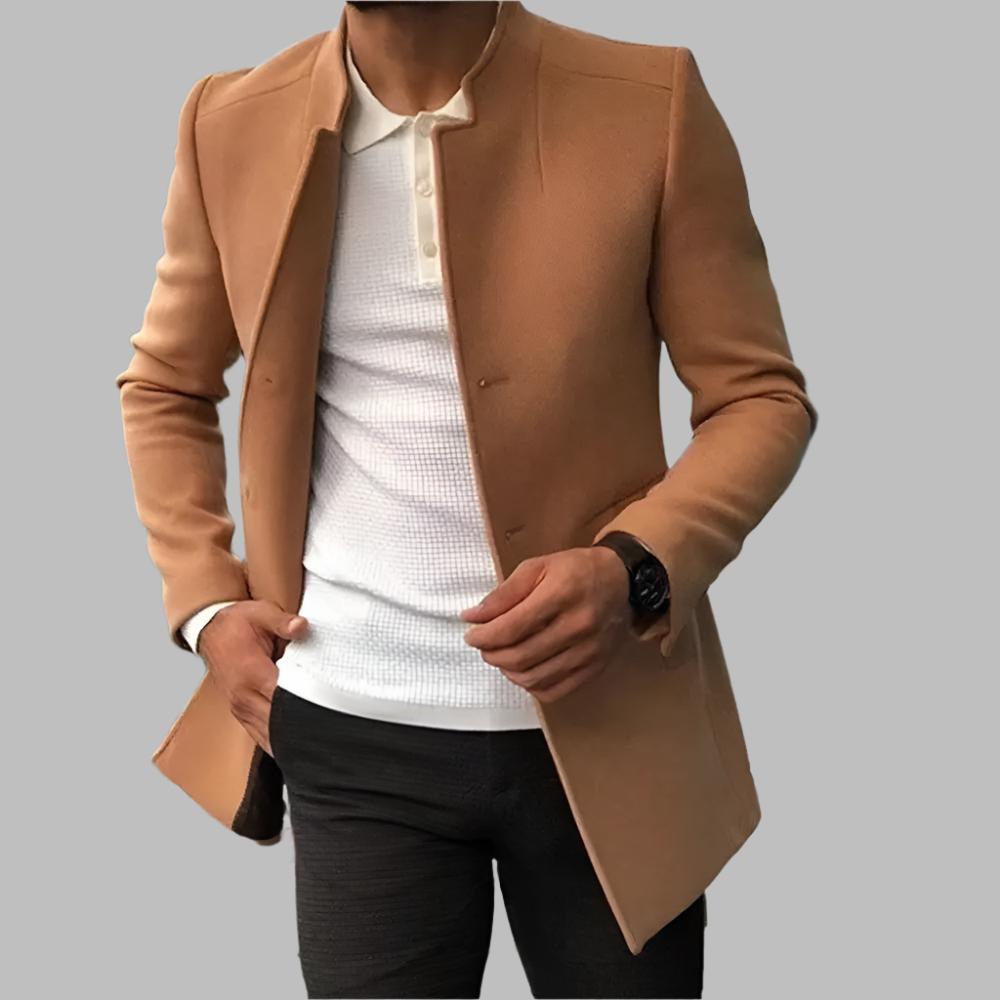 Cappotto Lungo da Uomo in Lana con Colletto a Rever
