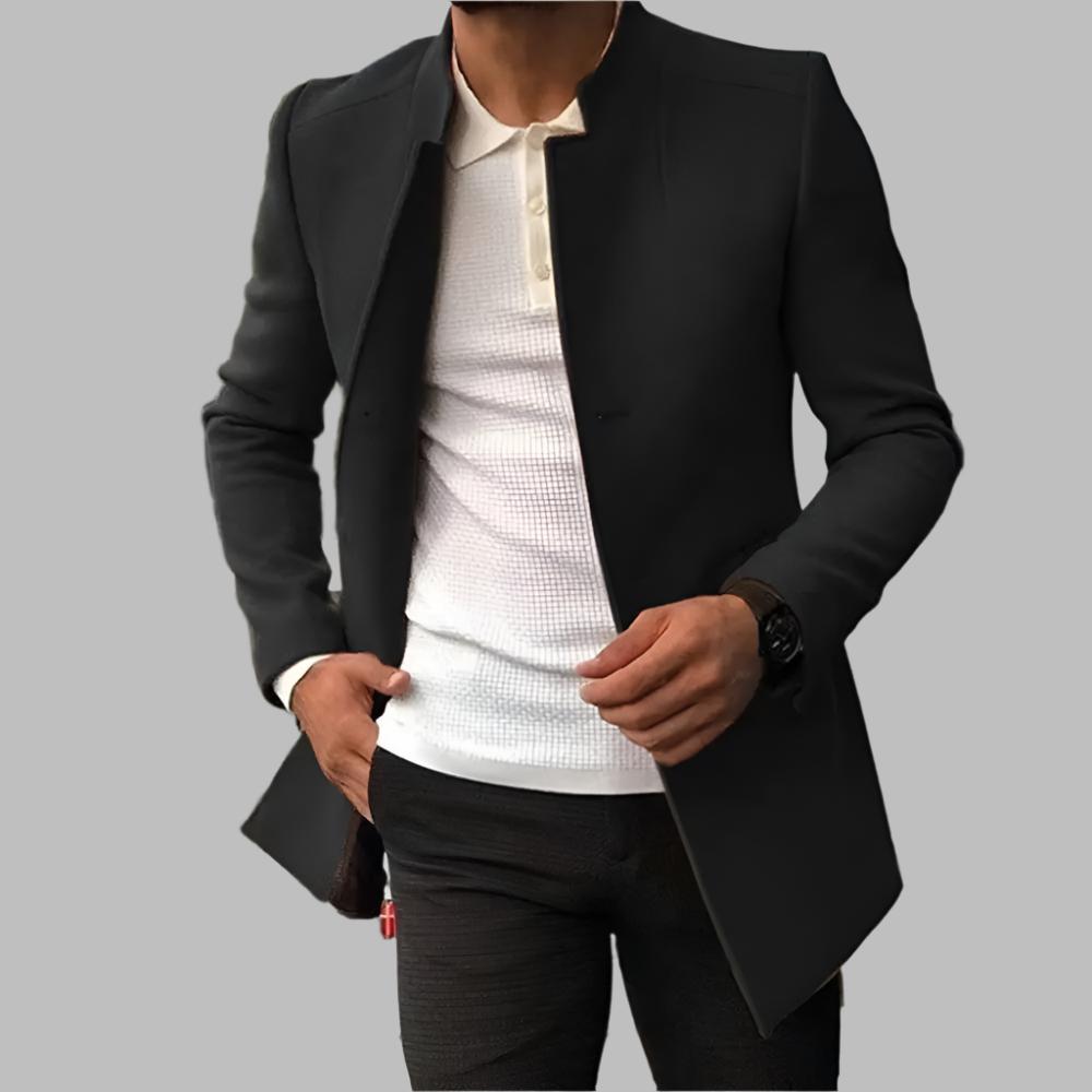 Cappotto Lungo da Uomo in Lana con Colletto a Rever