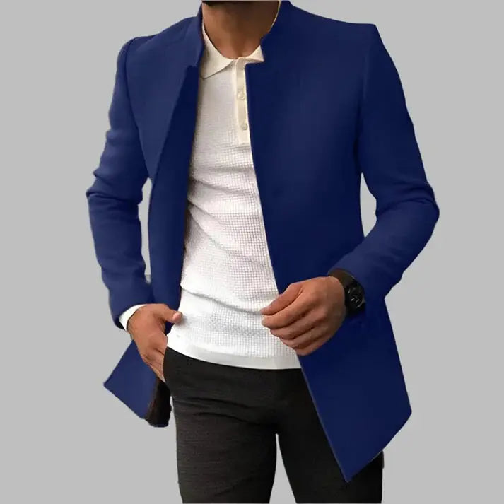 Cappotto Lungo da Uomo in Lana con Colletto a Rever
