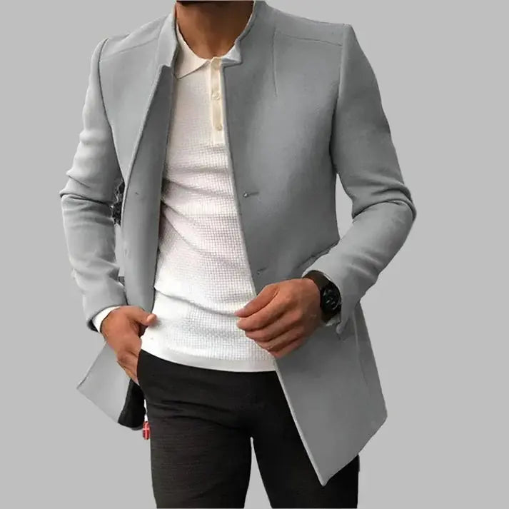 Cappotto Lungo da Uomo in Lana con Colletto a Rever