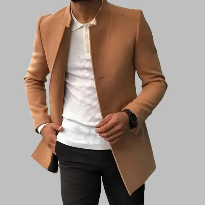 Cappotto Lungo da Uomo in Lana con Colletto a Rever