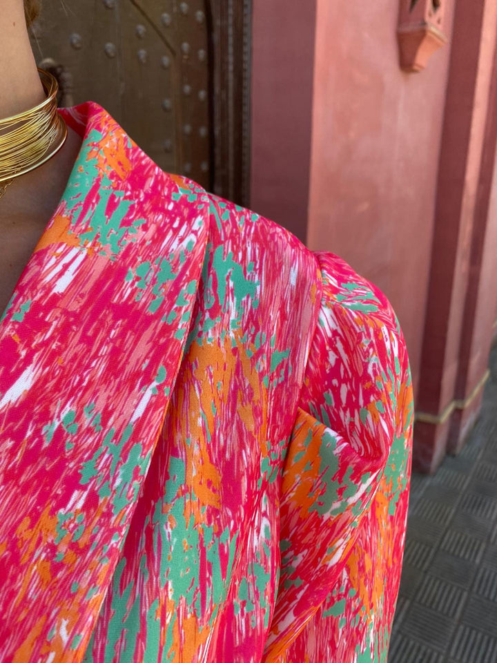 Joliano Tuta Corta da Donna in Tessuto Leggero — Fantasia Colorata, Estiva