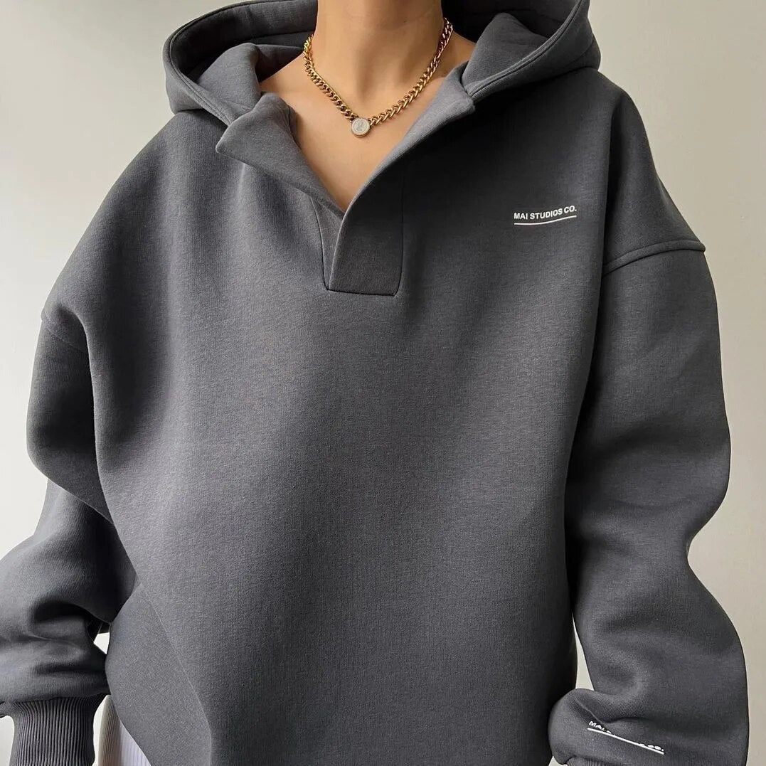 Rosa - Morbido Pullover con Mezza Chiusura a Bottoni