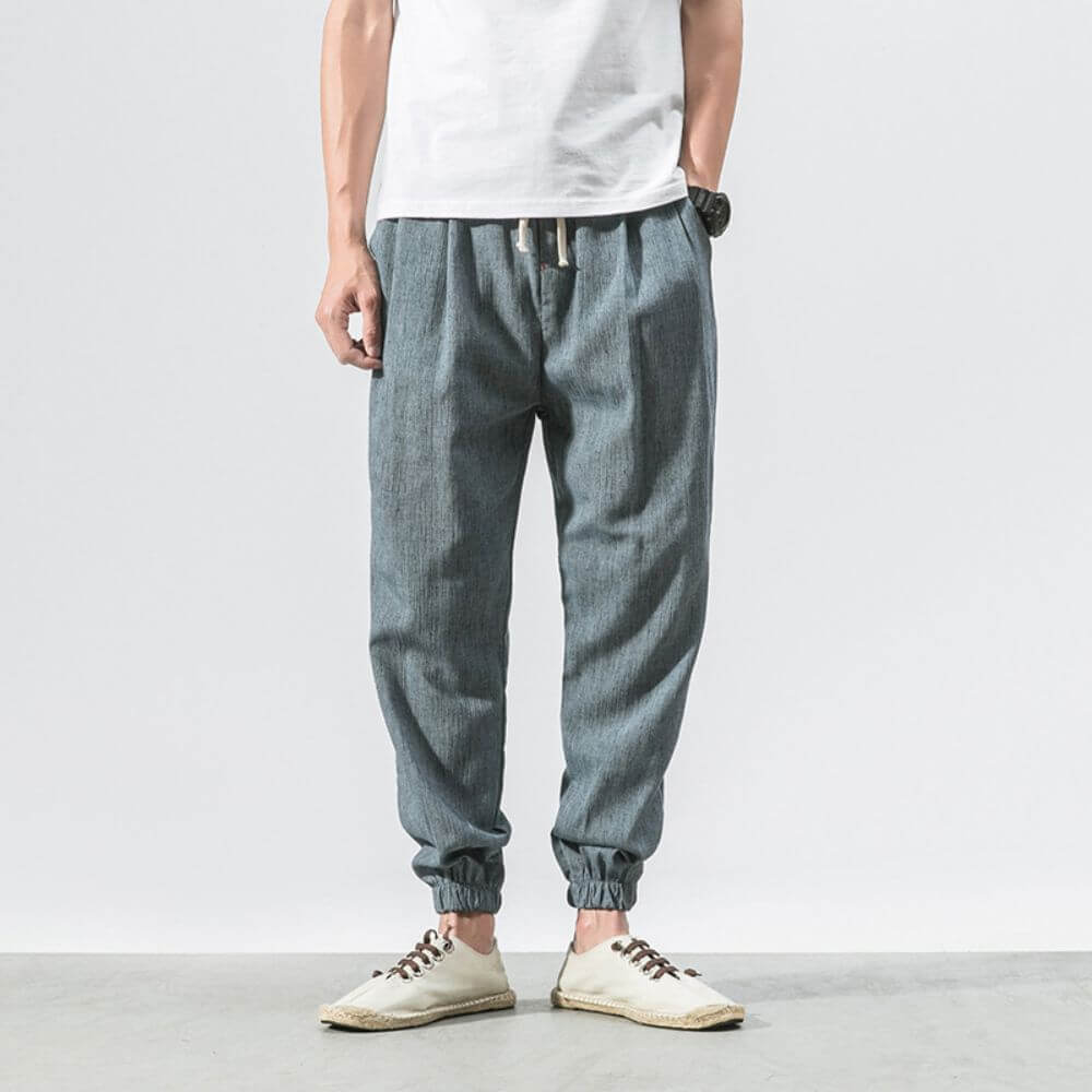 Luca - Pantaloni Comodi in Cotone e Lino - Beige