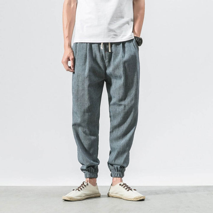 Luca - Pantaloni Comodi in Cotone e Lino - Beige