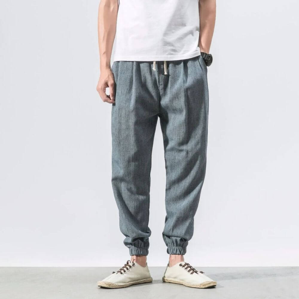 Luca - Pantaloni Comodi in Cotone e Lino - Beige