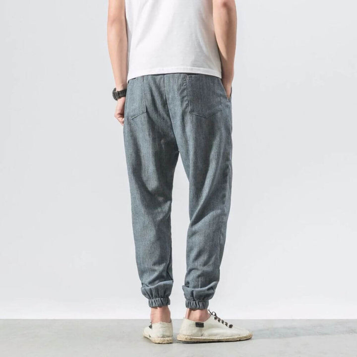 Luca - Pantaloni Comodi in Cotone e Lino - Beige