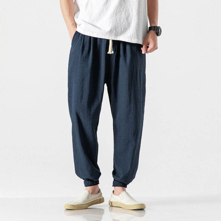 Luca - Pantaloni Comodi in Cotone e Lino - Beige