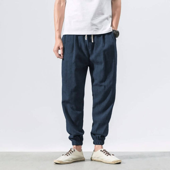 Luca - Pantaloni Comodi in Cotone e Lino - Beige