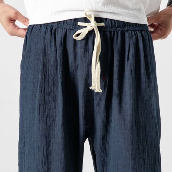 Luca - Pantaloni Comodi in Cotone e Lino - Beige