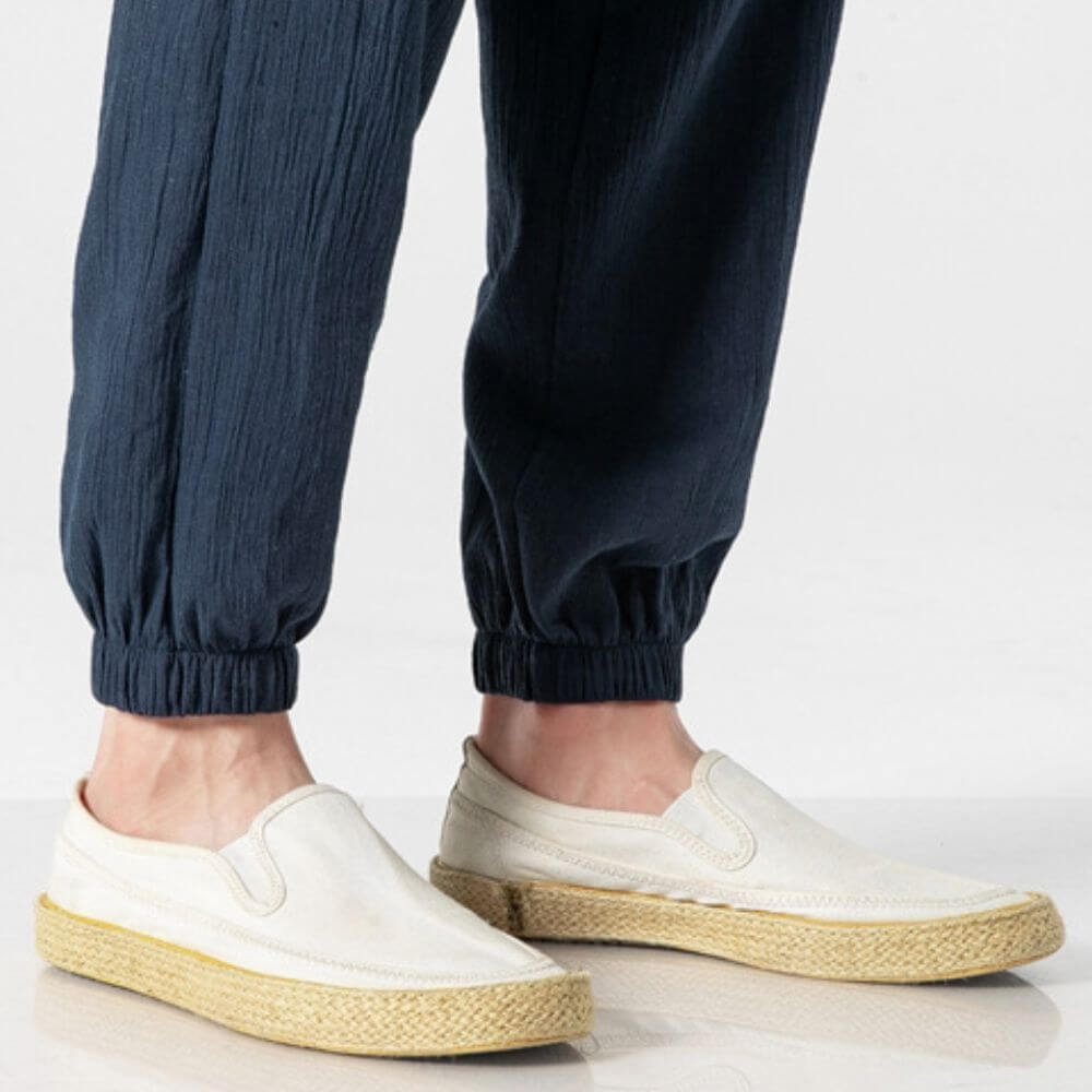 Luca - Pantaloni Comodi in Cotone e Lino - Beige
