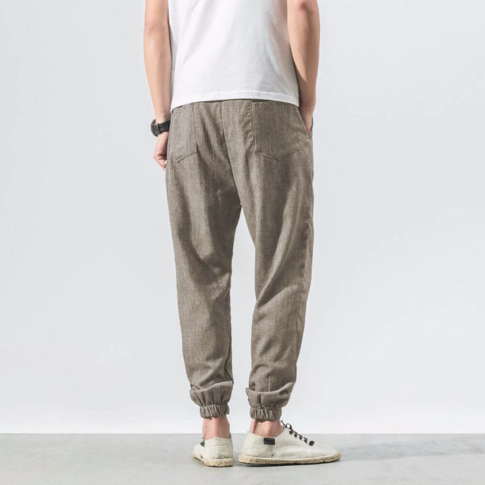 Luca - Pantaloni Comodi in Cotone e Lino - Beige