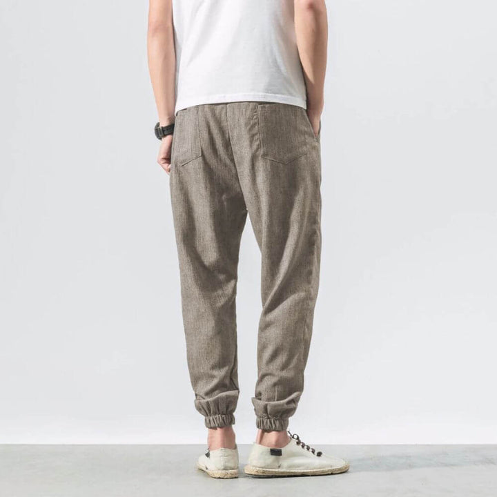 Luca - Pantaloni Comodi in Cotone e Lino - Beige