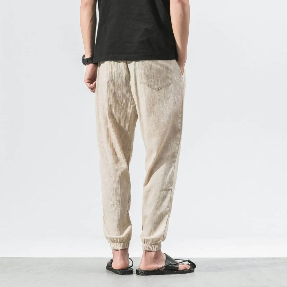 Luca - Pantaloni Comodi in Cotone e Lino - Beige