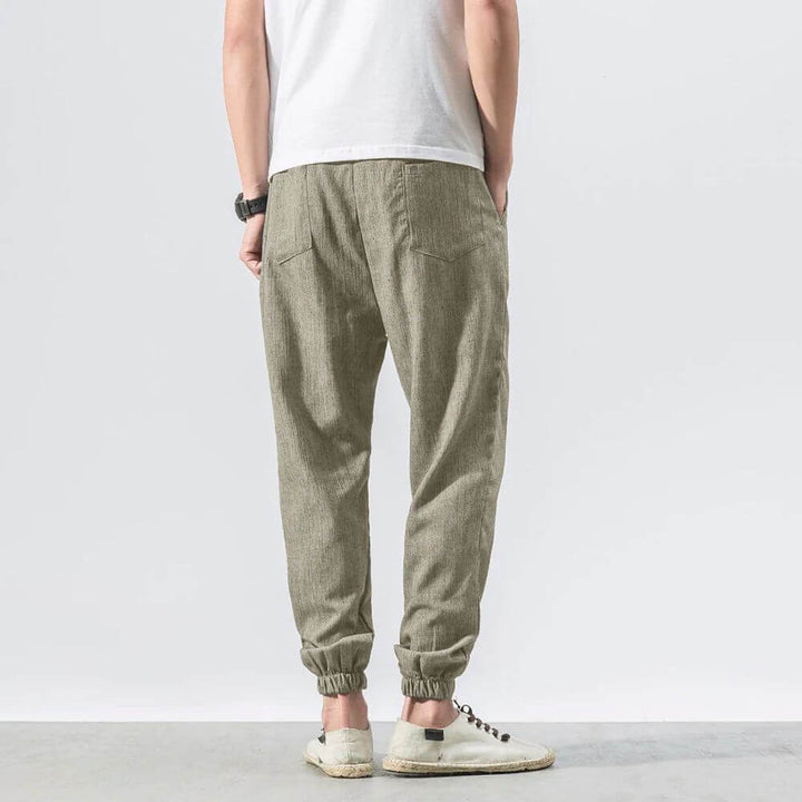 Luca - Pantaloni Comodi in Cotone e Lino - Beige