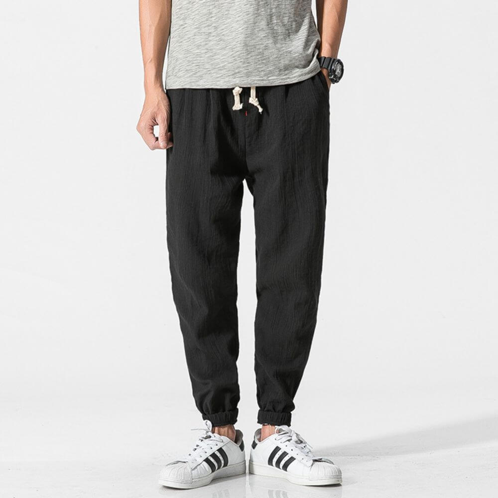 Luca - Pantaloni Comodi in Cotone e Lino - Beige