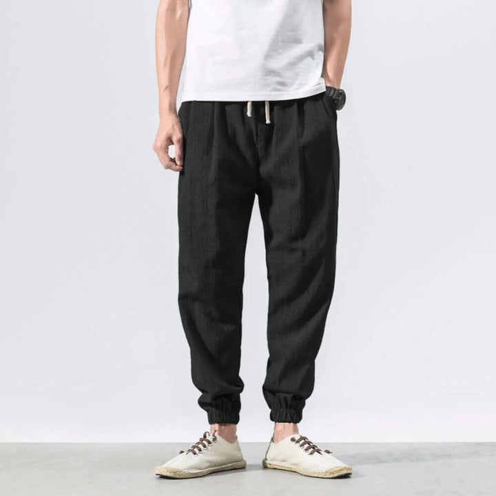 Luca - Pantaloni Comodi in Cotone e Lino - Beige
