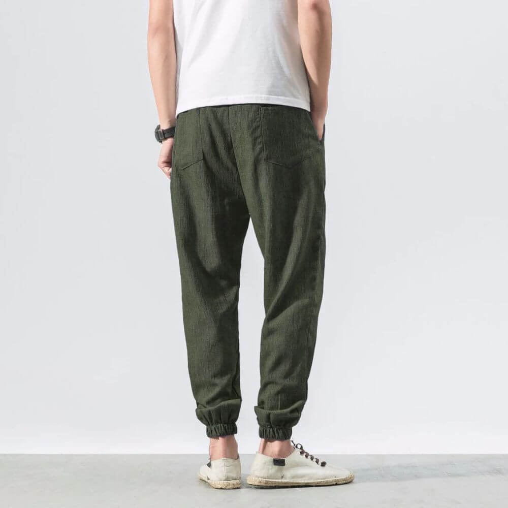 Luca - Pantaloni Comodi in Cotone e Lino - Beige