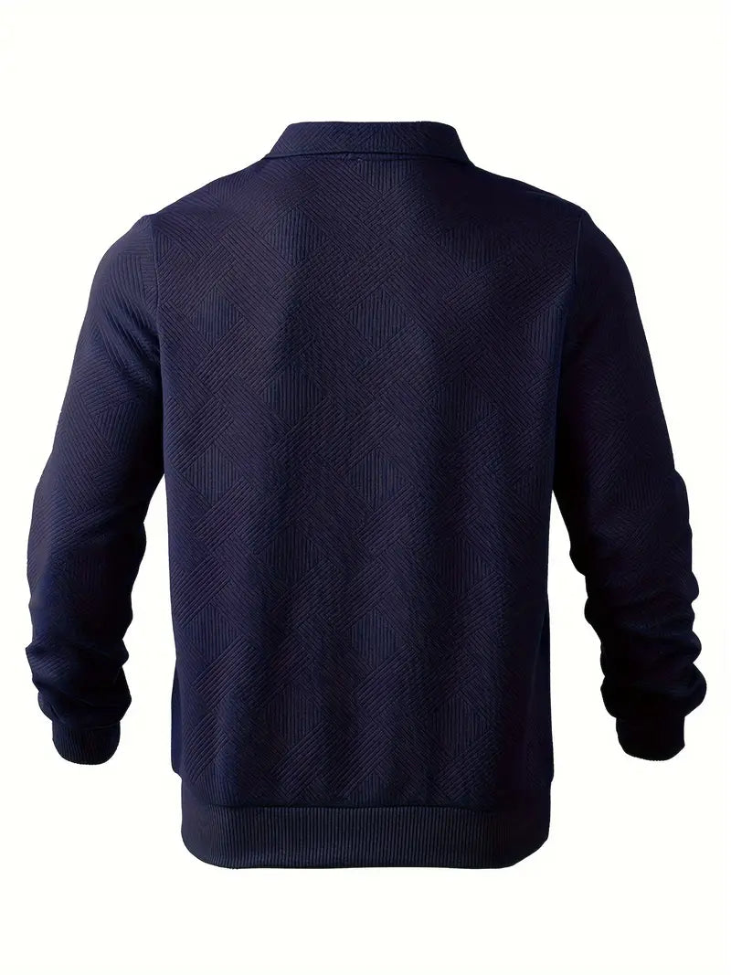 Maglione da Uomo in Misto Lana con Zip e Motivo Geometrico